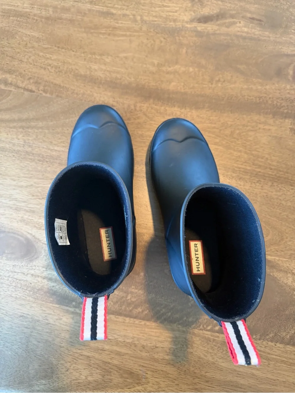 Hunter Black Short Waterproof Rain Boots with Pull Tabs